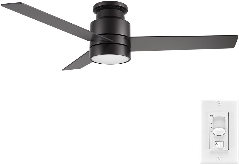 Carro USA VWGA-523B-L12-B2-1 52" Lamont 3-Blade Flash Mount Ceiling Fan with LED Light & Pull Chain - Fixture Finish: Black - Blade Finish: Black