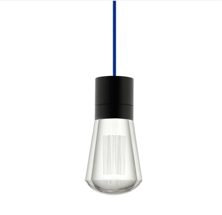 Visual Comfort Architectural 700TDALVPMCUB-LEDWD Modern Sean Lavin Alva 3.6" 1-Light LED Chandelier Ceiling Light - CCT: 3000K-2200K - Cord Color: Blue - Finish: Black