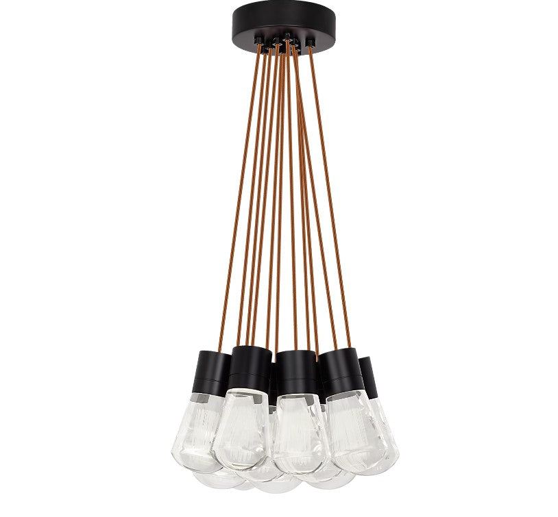 Visual Comfort Architectural 700TDALVPMC11PB-LEDWD Modern Sean Lavin Alva 3.6" 11-Light LED Chandelier Ceiling Light - CCT: 3000K-2200K - Cord Color:  Copper - Finish: Black