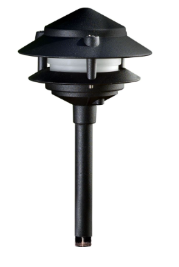 Dabmar Lighting LV102S-10T-BZ Cast Aluminum Pagoda 2-Tier 1/2" Base 10" Top 12V 2-Pin No Lamp, Bronze Finish