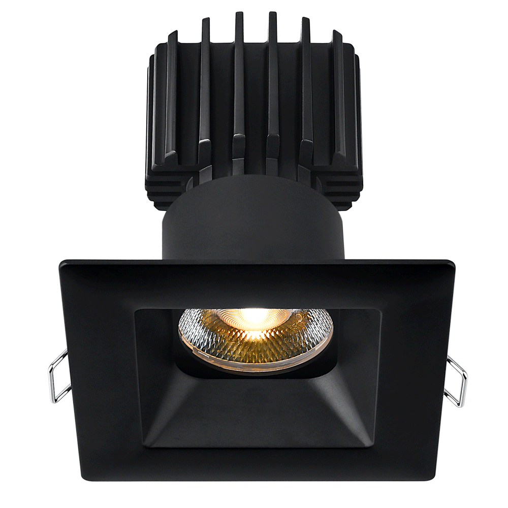 Lotus LED Lights L3F-SRW-BK-RF50-3K95 3" Tangra LED Fixed Square Recessed Wide Trim - CCT: 3000K - Trim Color: Black - Optics: Reflector Frosted Glass - Beam Angle: 50°