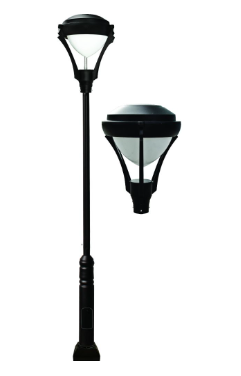 Dabmar Lighting GM5902-L60-65K-B Cast Aluminum 2 Post Top Fixture Pole + Base E26 2X LED, Voltage 85V-265V, Color Temperature 6500k, Black Finish