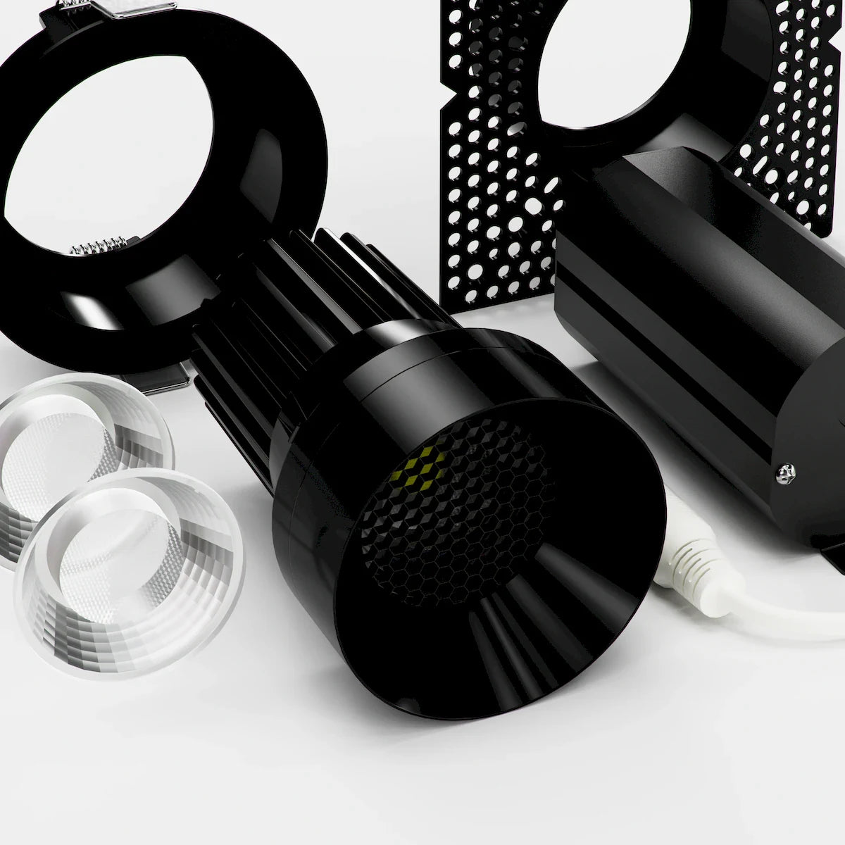 American Lighting RHYM-DL3R-15-36-THNC-5CCT-BK Rhyme 3" Round LED Downlight - Honeycomb Louver - 15W - Black