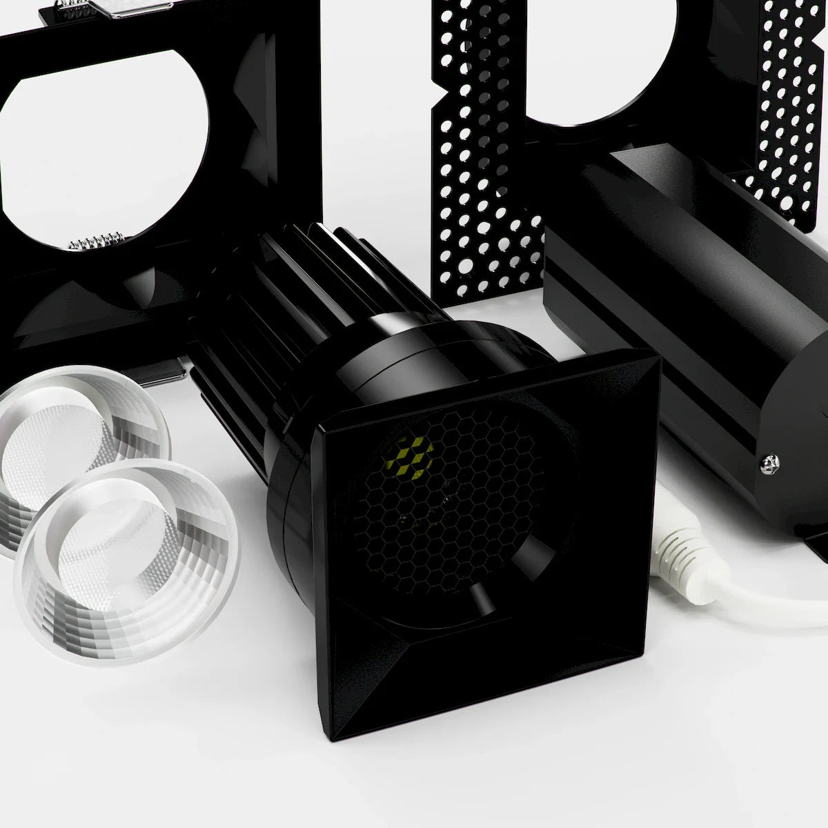 American Lighting RHYM-DL3Q-15-36-THNC-5CCT-BK Rhyme 3" Square LED Downlight - Honeycomb Louver - 15W - Black