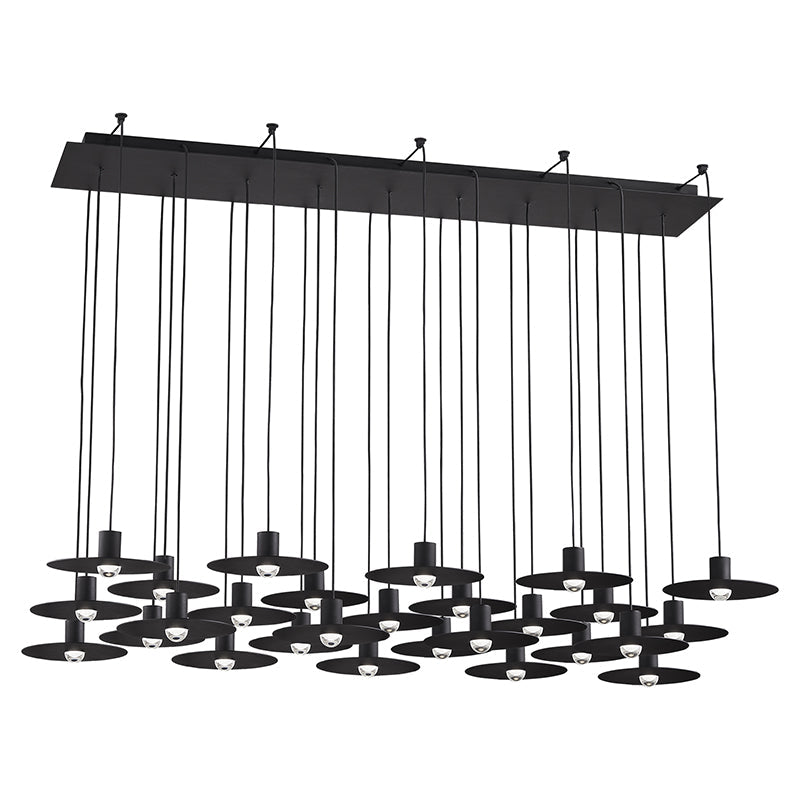 Visual Comfort Architectural 700TRSPEVS27TB-LED930120 Modern  50" Eaves 27-lt LED Chandelier Light - 120V - CCT: 3000K - Finish: Nightshade Black