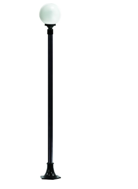 Dabmar Lighting GM2401-L6-60K-B Cast Aluminium 1 Post Top Fixture Pole + Base E26 LED, Voltage 120V, Color Temperature 6000K, Black Finish