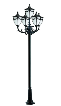 Dabmar Lighting GM4805-L45-40K-B Cast Aluminum 5 Post Top Fixture Pole + Base GU24 5X LED, Voltage 120V, Color Temperature 4000K, Black Finish