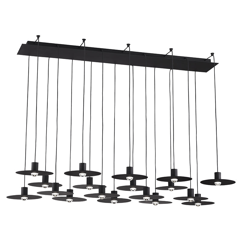 Visual Comfort Architectural 700TRSPEVS18TB-LED930277 Modern  50" Eaves 18-lt LED Chandelier Light - 277V - CCT: 3000K - Finish: Nightshade Black