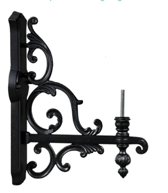 Dabmar Lighting P-ARM-GM702-B Cast Aluminum Decorative Wall Mounted Arm, Black Finish