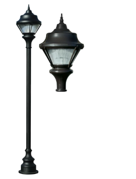 Dabmar Lighting GM9001-L30-30K-B Cast Aluminum 1 Post Top Fixture Pole + Base E26 LED, Voltage 85V-265V, Color Temperature 3000k, Black Finish