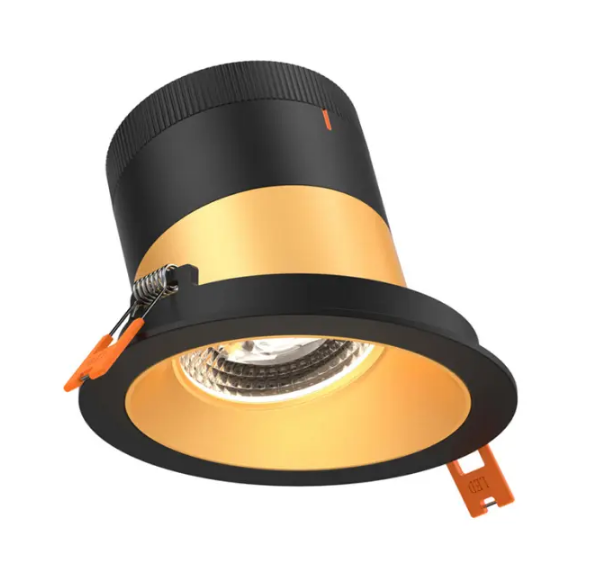 Dals Lighting RC03-CC-60-SLGD-TBK Versa 3" Gold Modular Downlight, Slope Ceiling 60 degree Beam Angle Wattage & CCT Selectable - Black Trim