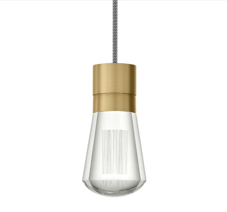 Visual Comfort Architectural 700TDALVPMCINB-LEDWD Modern Sean Lavin Alva 3.6" 1-Light LED Chandelier Ceiling Light - CCT: 3000K-2200K - Cord Color: Black & White - Finish: Natural Brass