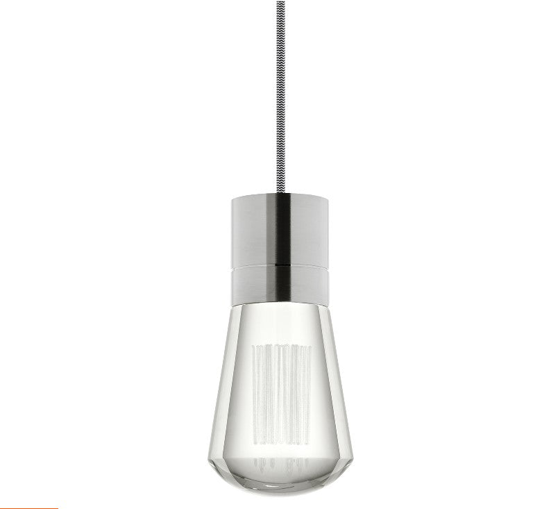 Visual Comfort Architectural 700TDALVPMCIS-LEDWD Modern Sean Lavin Alva 3.6" 1-Light LED Chandelier Ceiling Light - CCT: 3000K-2200K - Cord Color: Black & White - Finish: Satin Nickel