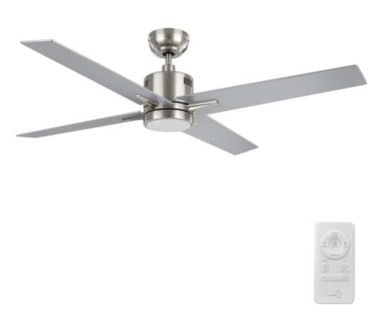 Carro USA SFR524G3-L11-SJ-1 Montgomery Modern LED 52" Home Ceiling Fan, Brushed Nickel/ Silver