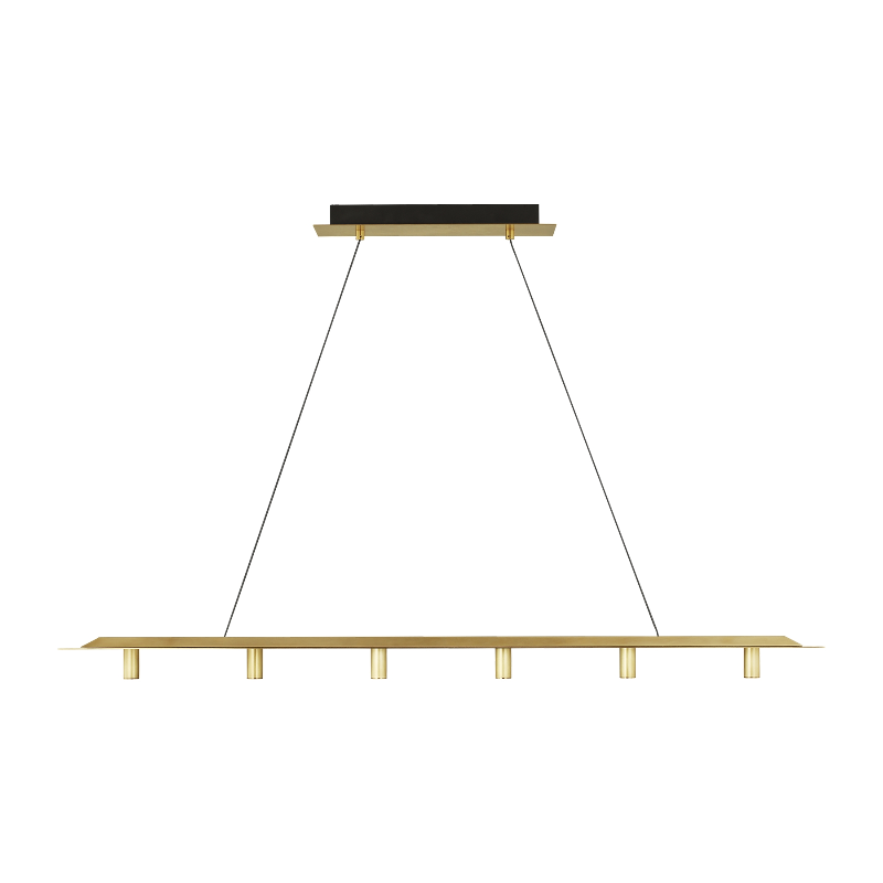 Visual Comfort Architectural 700LSPNT50NB-LED930 Modern 50" Ponte 6-lt LED Linear Suspension Light - 120V - CCT: 3000K - Finish: Natural Brass