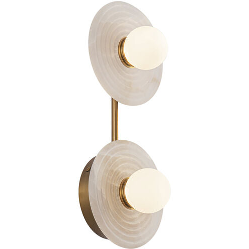 Alora Lighting WV346214VBAR Dahlia LED 6 inch Vintage Brass Bath Vanity Light Wall Light in Vintage Brass and Alabaster
