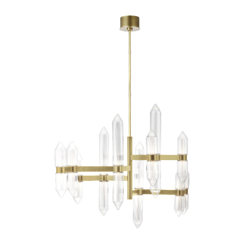 Visual Comfort Architectural 700LGSN46BR-LED927 Langston 12-lt 47" LED Chandelier light - 86.4W -   120-277V - Finish: Plated Brass