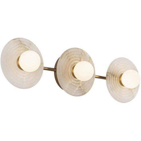 Alora Lighting WV346322VBAR Dahlia LED 6 inch Vintage Brass Bath Vanity Light Wall Light in Vintage Brass and Alabaster
