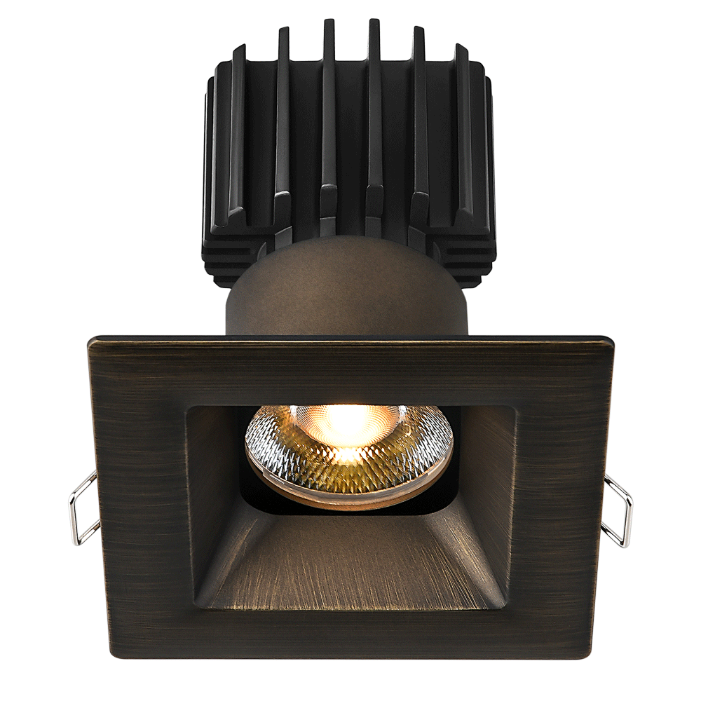 Lotus LED Lights L3F-SRW-BR-LB36-3K95 3" Tangra LED Fixed Square Recessed Wide Trim - CCT: 3000K - Trim Color: Bronze- Optics: Lens Black - Beam Angle: 36°
