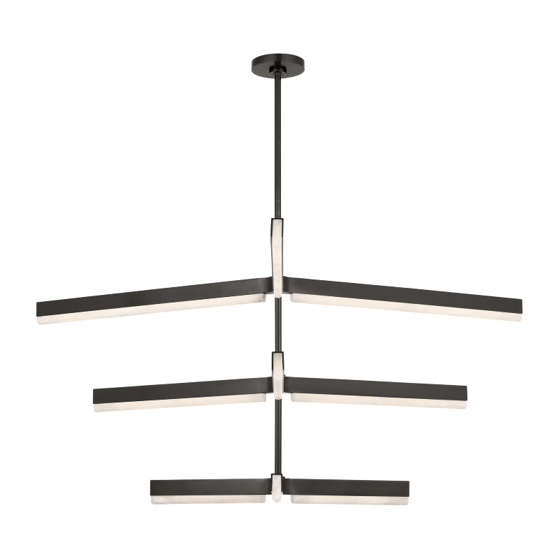 Visual Comfort Architectural KWCH70527BZALB Modern Kelly Wearstler Linea LED 56 inch Bronze Three Tier Chandelier Ceiling Light