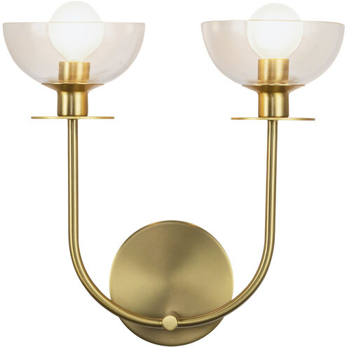 Alora Mood WV515212BGCL Sylvia 2 Light 12 inch Brushed Gold Bath Vanity Light Wall Light