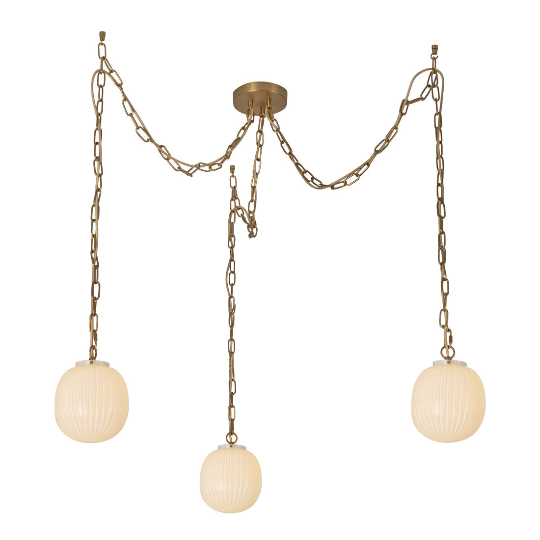 Alora Mood MP579712BGGR Cherise 3 Light 11.88 inch Brushed Gold and Glossy Ribbed Opal Glass Pendant Ceiling Light
