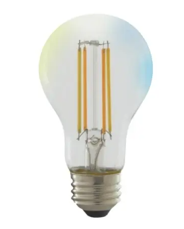 SATCO S11250 Smart LED A19 Bulb, E26, Wattage 5W, Lumens 450 lm, Voltage 120V, Clear, Tunable White