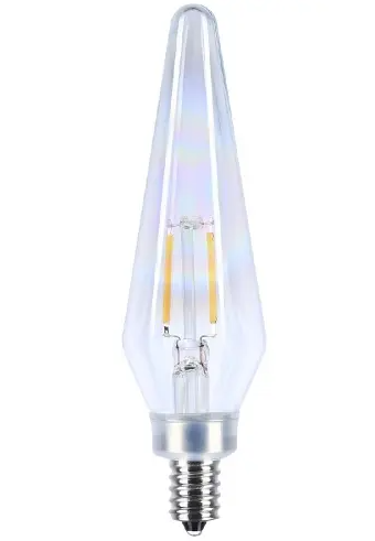 SATCO S12142 Prismatic HX11 Bulb, E12, Wattage 2W, Lumens 150 lm, Voltage 120V, Color Temperature 2700K, Aurora