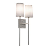 AFX Lighting ROSS1020CBSN Rose 2 Light 20 Inch Tall Wall Sconce In Satin Nickel With White Linen Shade