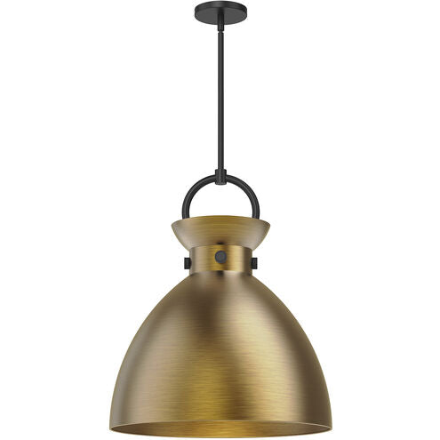 Alora Mood PD411318MBAG Waldo 1 Light 18 inch Pendant Ceiling Light, Matte Black/Aged Gold