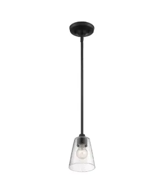 Nuvo 60-7280 Bransel Series Mini Pendant Light w/ Clear Seeded Glass, Wattage 60W, Matte Black