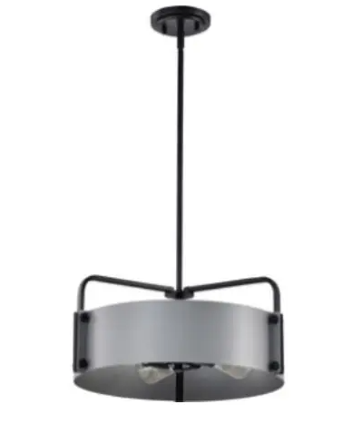Nuvo 60-7853 Altos Medium Pendant Light Fixture w/o Bulbs, 4-Light, Voltage 120V, Gray and Matte Black Finish