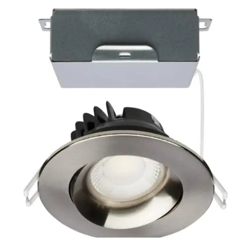 SATCO S11626R1 LED 3.5-in Round Gimbal Downlight with Remote Driver, Wattage 12W, Multi-Color Temperature, Brushed Nickel
