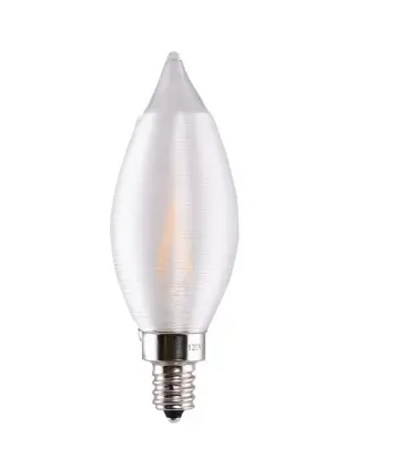 SATCO S11302 LED CA11 Bulb, Dimmable, E12, Wattage 4W, Lumens 300 lm, Voltage 120V, Color Temperature 2700K, Spun Clear
