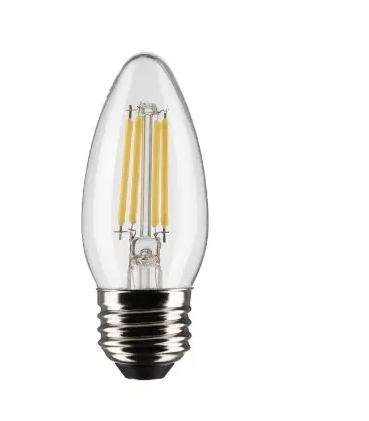 SATCO S21286 LED B11 Bulb, Dimmable, E26, Wattage 4W, Lumens 350 lm, Voltage 120V, Color Temperature 4000K, Clear