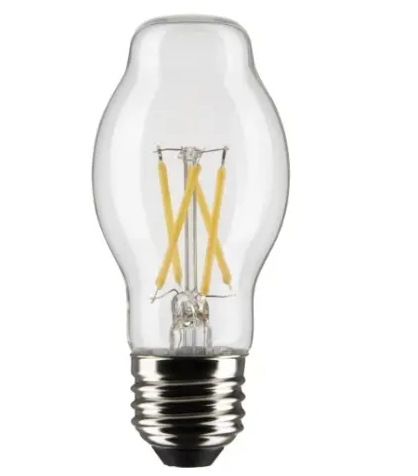 SATCO S21856 LED BT15 Bulb, Dimmable, E26, Wattage 8W, Lumens 800 lm, Voltage 120V, Color Temperature 2700K, Clear, 2PK