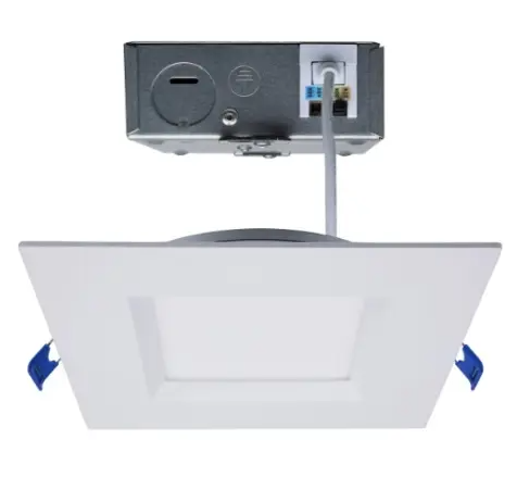 SATCO S11873 LED 6-in Square Low Prof Regress Baffle Downlight w/Remote Driver, Wattage 15W, Voltage 120V, Multi-Color Temperature, White