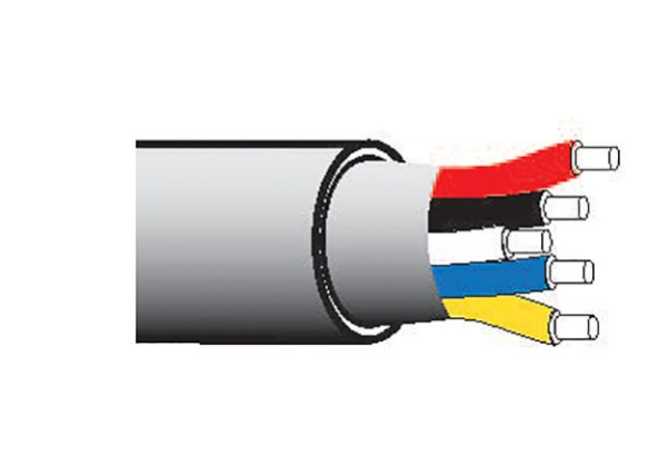 Lutron C-CBL-522S-WH-1 EcoSystem 5-Conductor Sensor Cable, 22AWG, Solid Bare Copper, White with Black Lettering