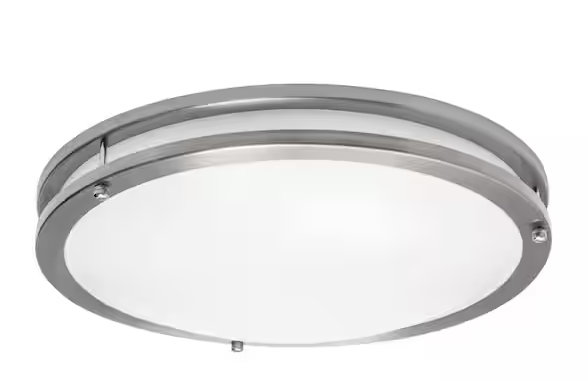 AFX Lighting CAF14L5AJUDSN Carlisle 14 in. Satin Nickel Integrated LED Flush Mount with White Acrylic Shade