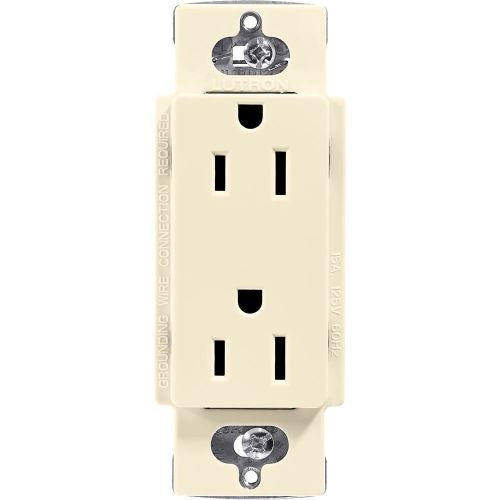 Lutron CAR-15-AL Claro 15A Duplex Receptacle, Almond Finishh