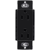 Lutron CAR-15-BL Claro 15A Duplex Receptacle, Black Finish