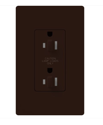 Lutron CAR-15-DDTR-BR Claro 15A Tamper Resistant Receptacle - Dual Dimming - Brown Finish
