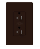 Lutron CAR-15-DDTR-BR Claro 15A Tamper Resistant Receptacle - Dual Dimming - Brown Finish