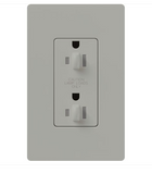 Lutron CAR-15-DDTR-GR Claro 15A Tamper Resistant Receptacle - Dual Dimming - Grey Finish