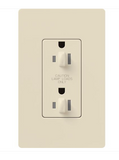 Lutron CAR-15-DDTR-LA Claro 15A Tamper Resistant Receptacle - Dual Dimming - Light Almond Finish