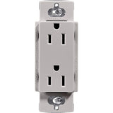 Lutron CAR-15-GR Claro 15A Duplex Receptacle, Gray Finish