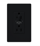 Lutron CAR-15-HDTR-BL Claro 15A Tamper Resistant Receptacle - Half Dimming - Black Finish