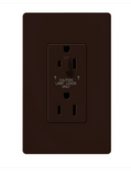 Lutron CAR-15-HDTR-BR Claro 15A Tamper Resistant Receptacle - Half Dimming - Brown Finish