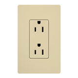 Lutron CAR-15-IV Claro 15A Duplex Receptacle, Ivory Finish