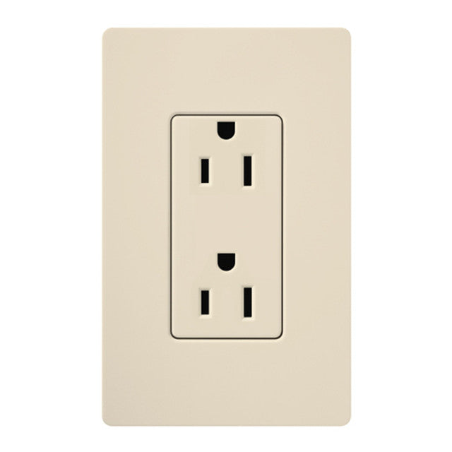 Lutron CAR-15-LA Claro 15A Duplex Receptacle, Light Almond Finish